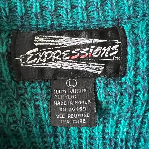 Expressions Men’s Knit Textured Sweater | Turquoise | L - Picture 4 of 9